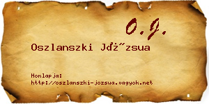 Oszlanszki Józsua névjegykártya